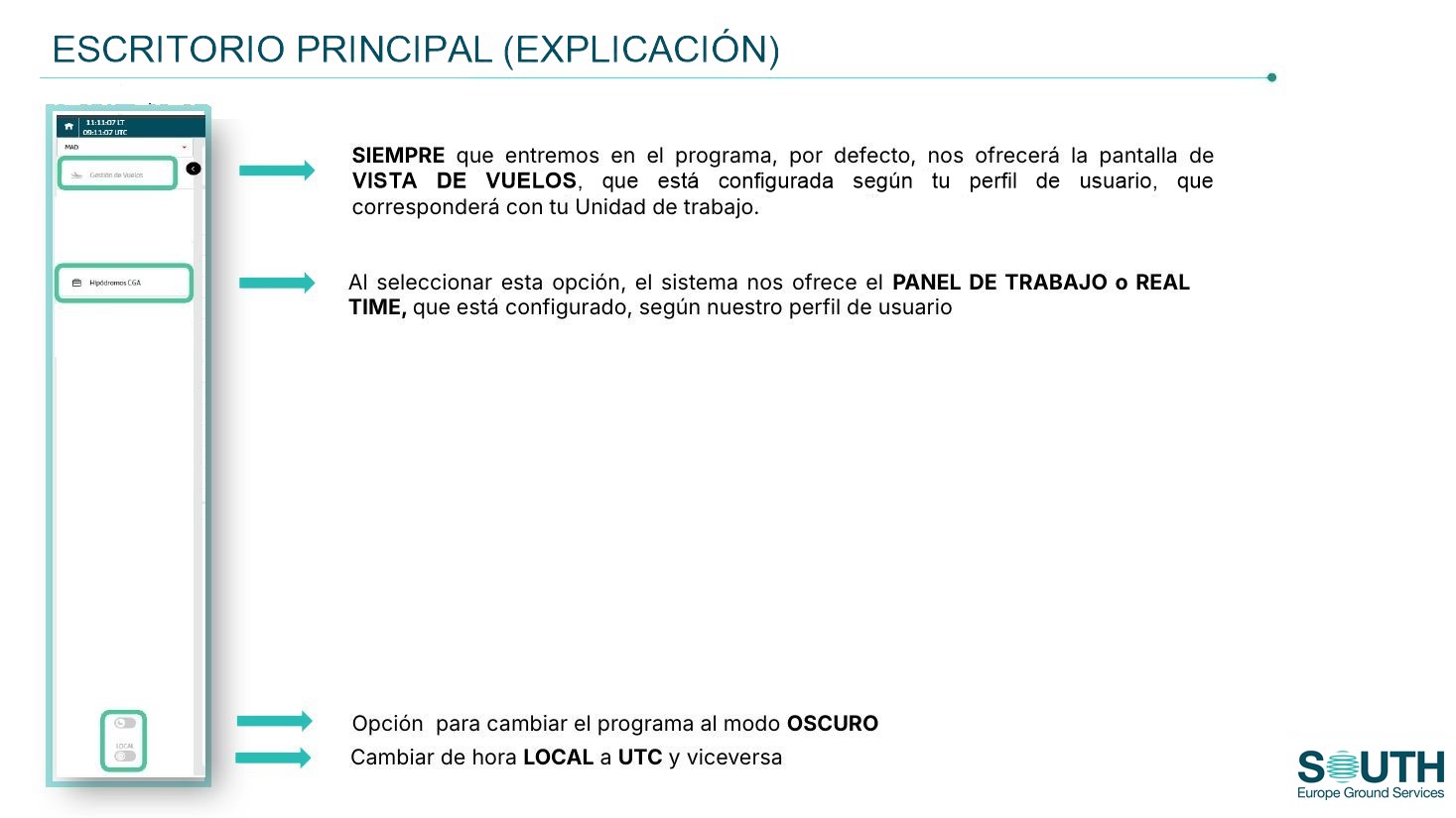 Escritorio de la consola CGA