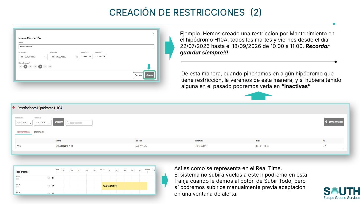 Restricción creada y su representación en el Real Time