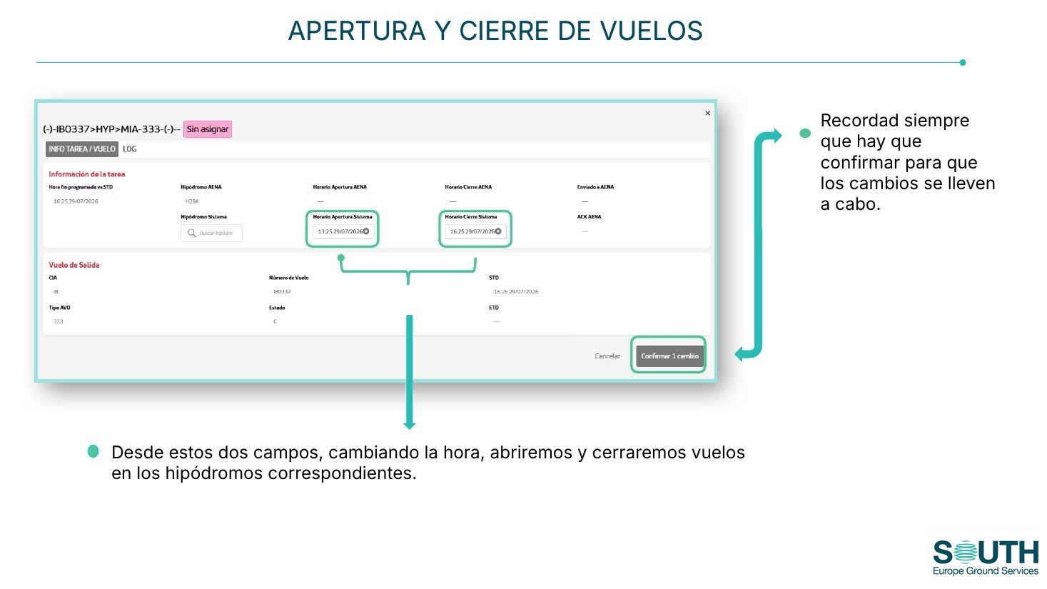 Apertura y cierre de vuelos