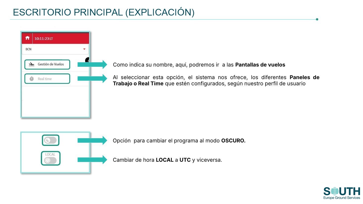 Opciones del menú lateral