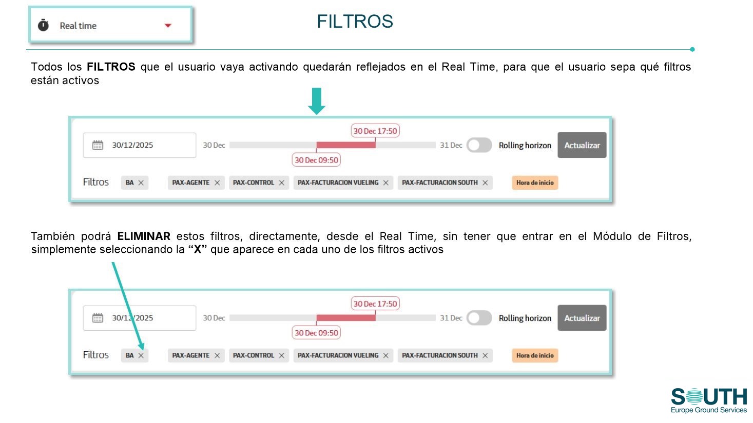 Filtros activos en el Real Time