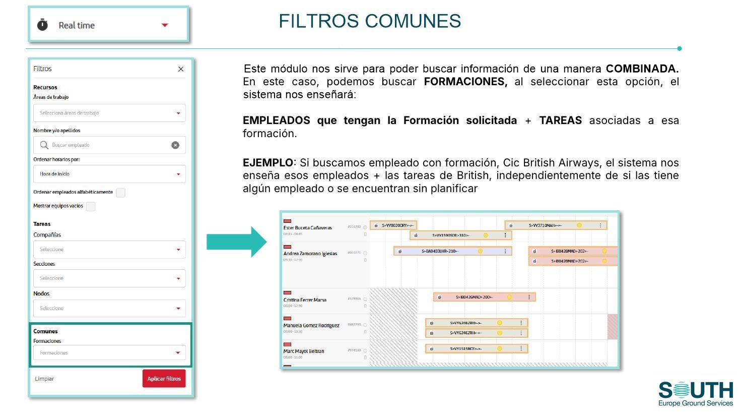 Filtro por formación