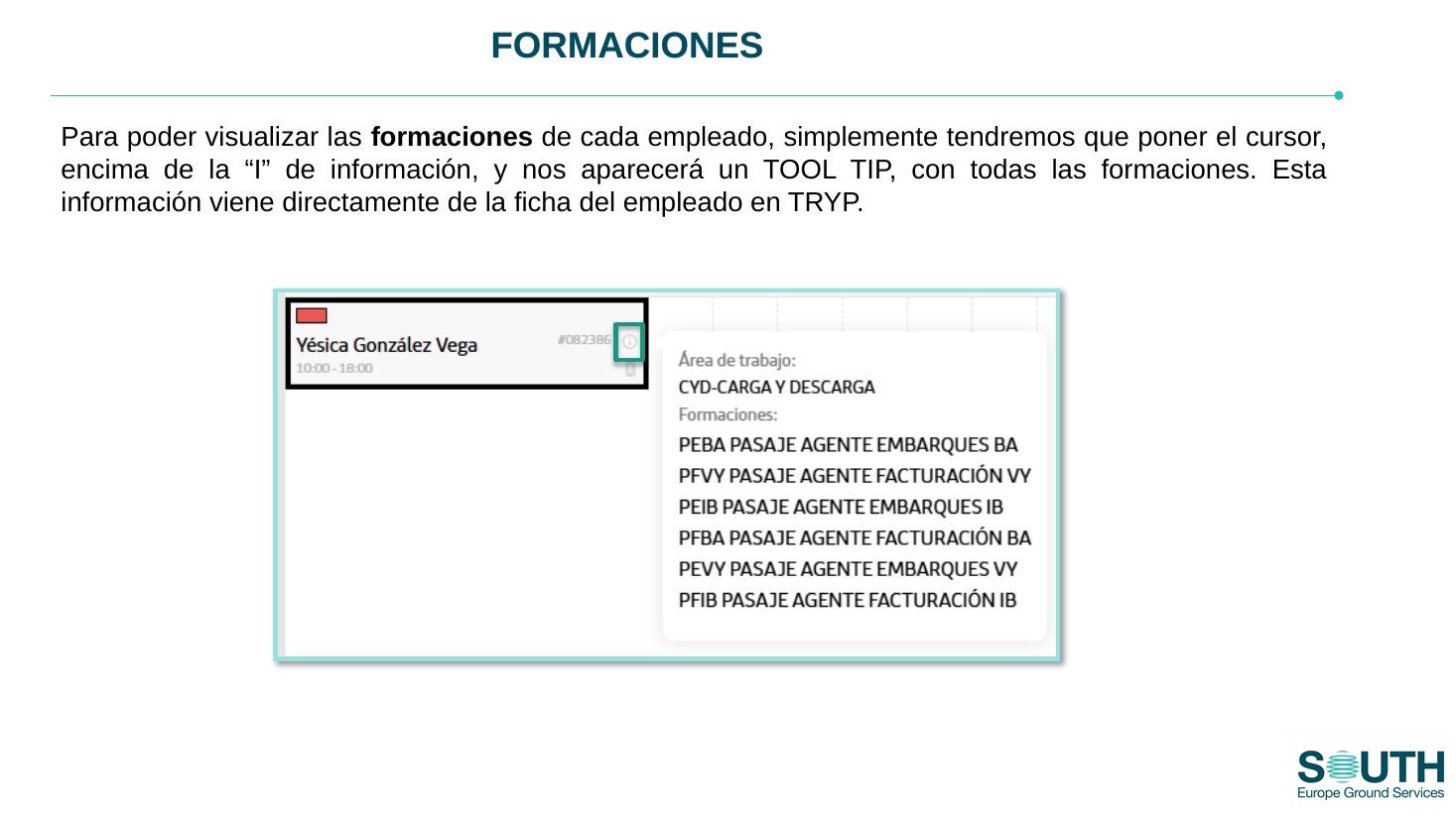 Formaciones del empleado
