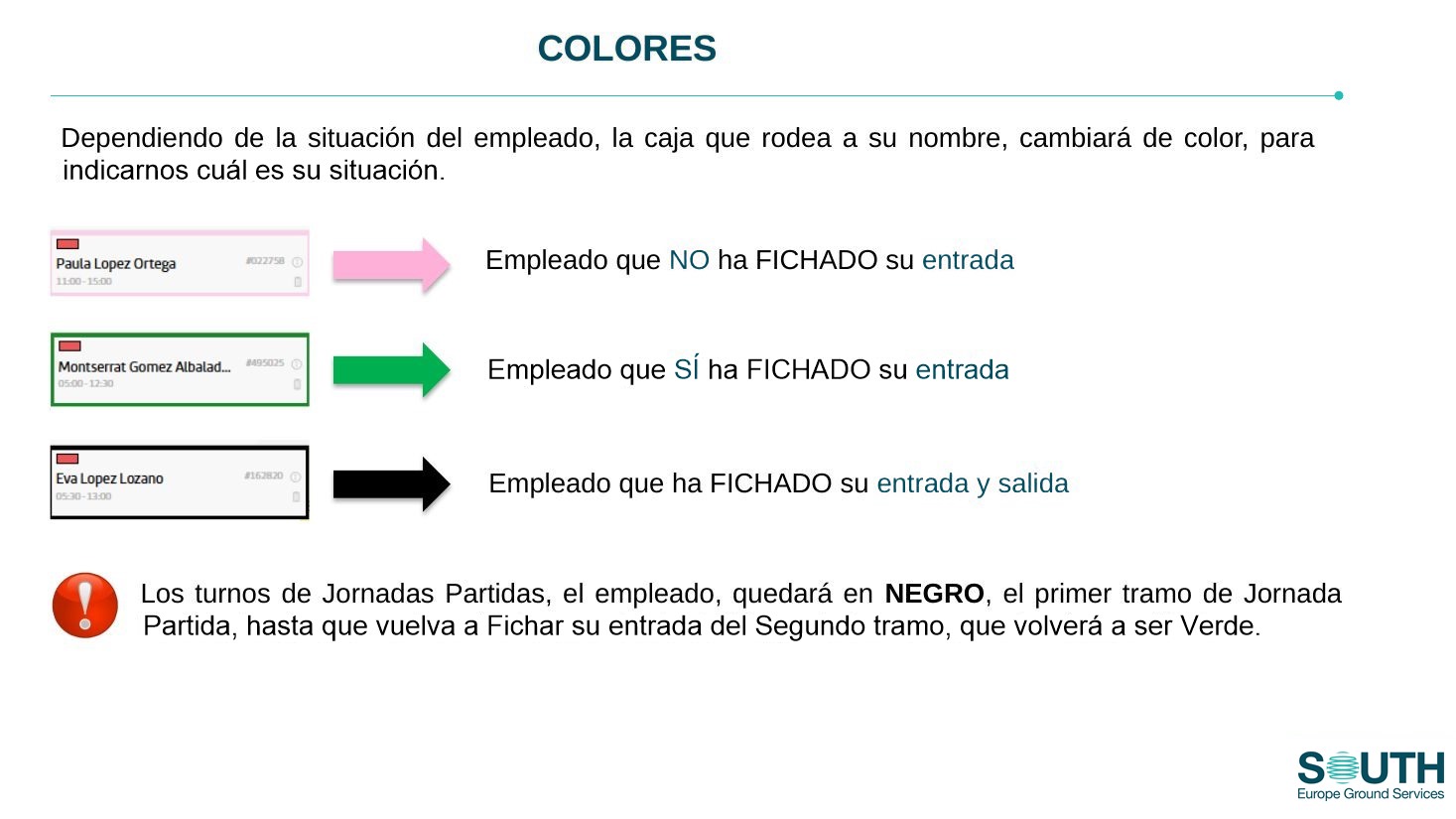 Colores de la caja del empleado