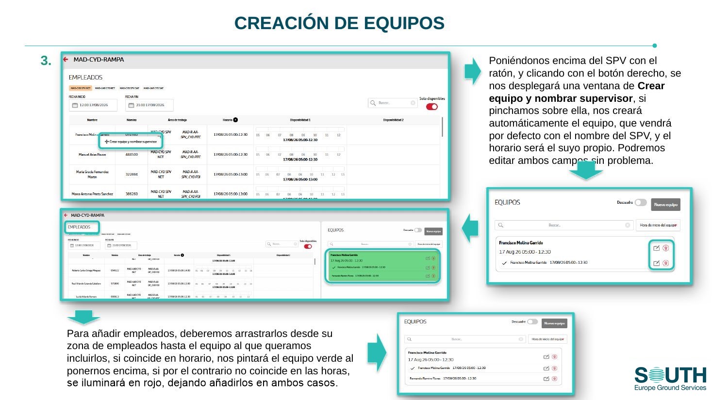 Crear equipo desde un supervisor y añadir empleados