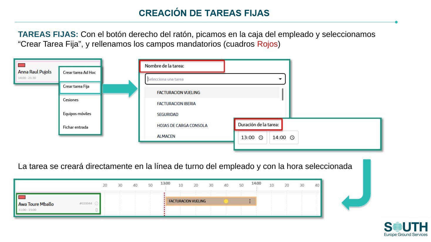 Crear una tarea fija