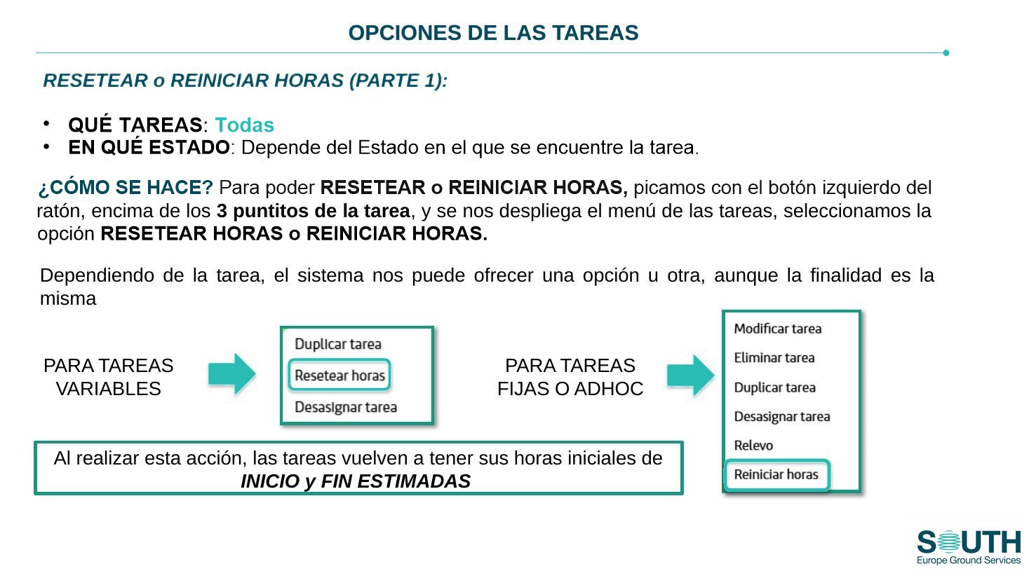 Resetear o reiniciar horas