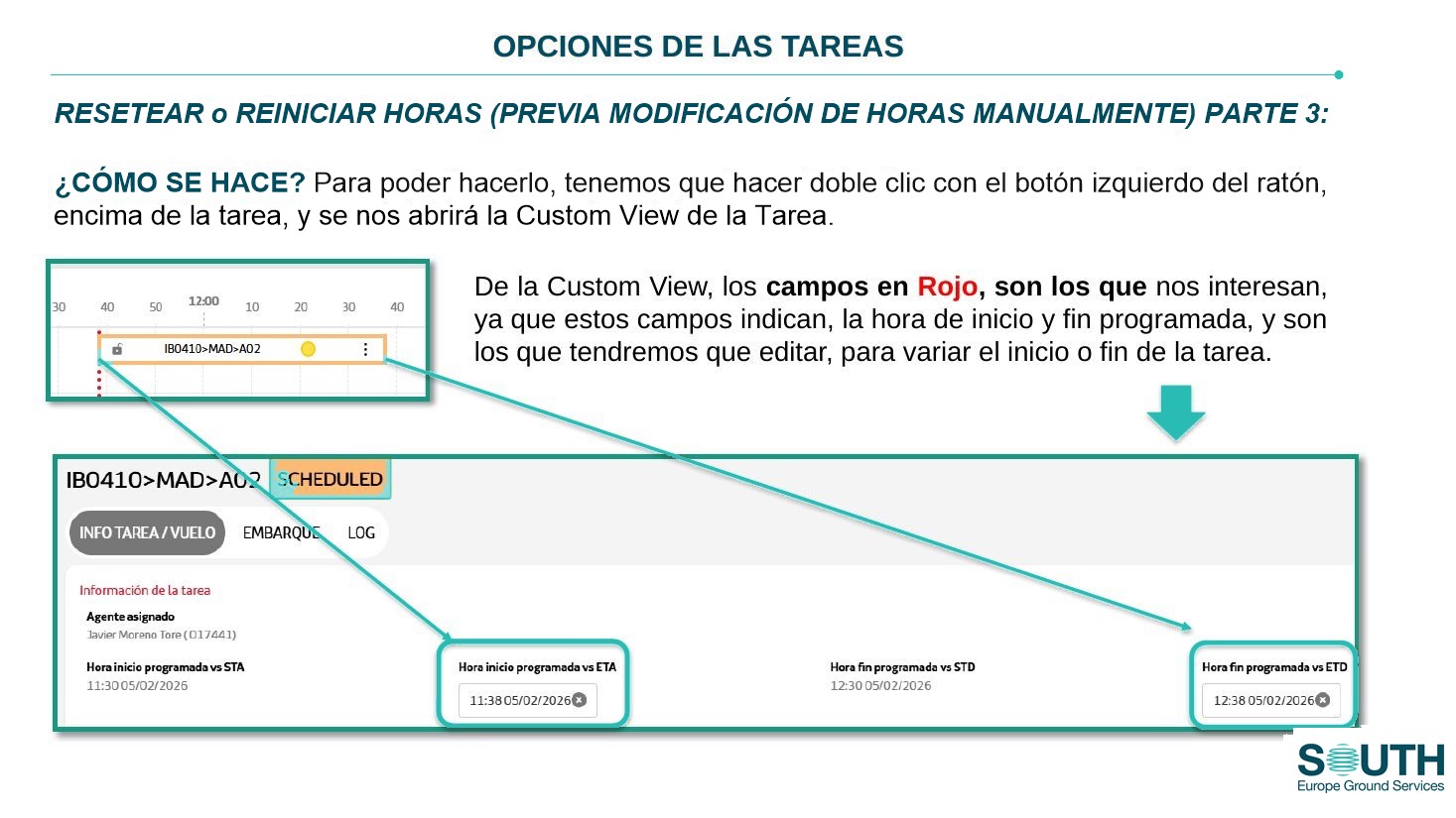 Cambio manual: campos en rojo de la Custom View