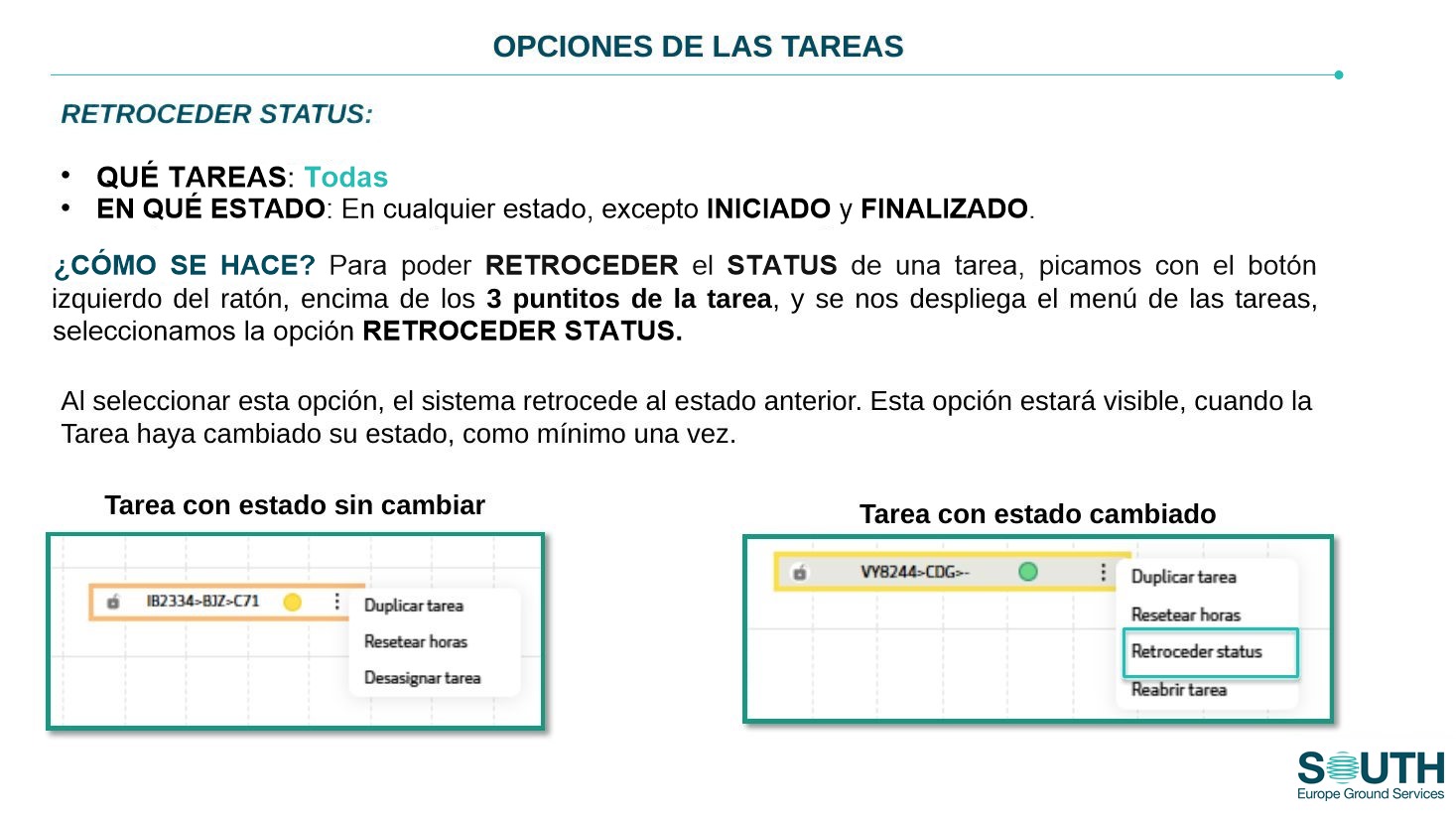 Retroceder status