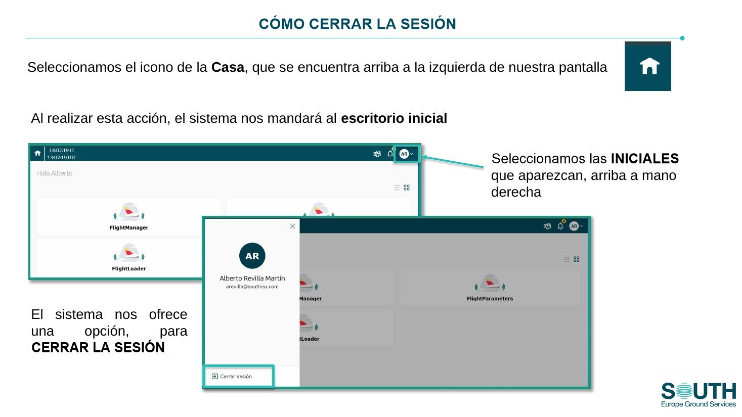 Cierre de sesión desde el escritorio