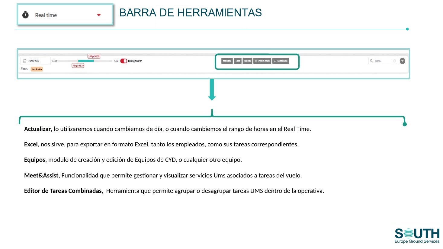 Barra de herramientas del Real Time de UMs