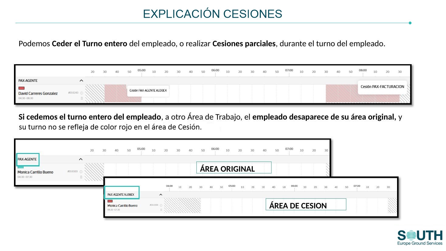 Cesión total: área original y área de cesión