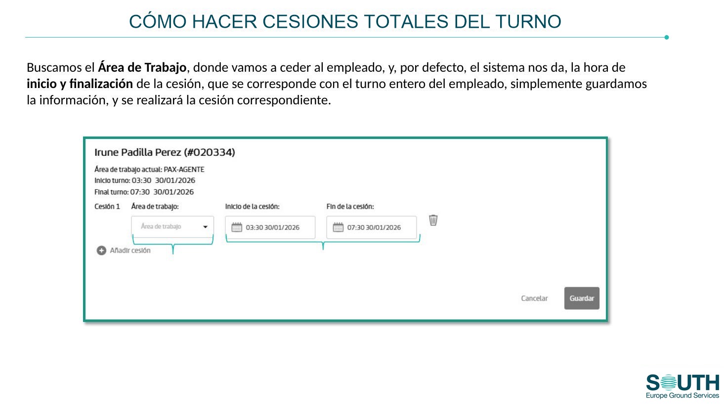 Datos de la cesión total