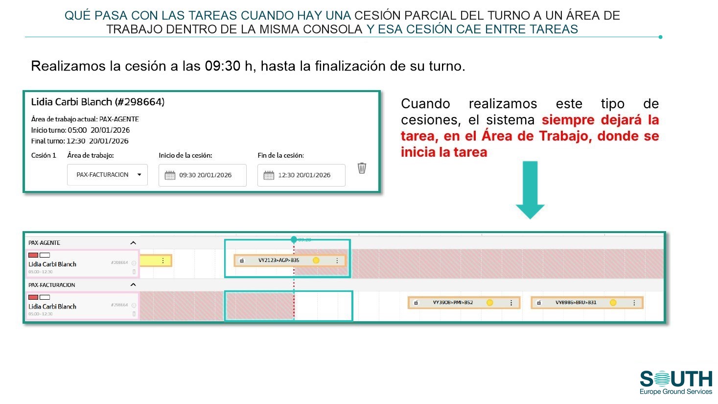 Cesión parcial en la misma consola en mitad de una tarea