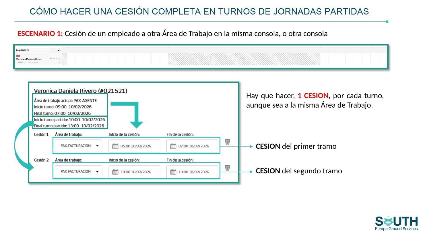 Cesión de los dos tramos de una jornada partida