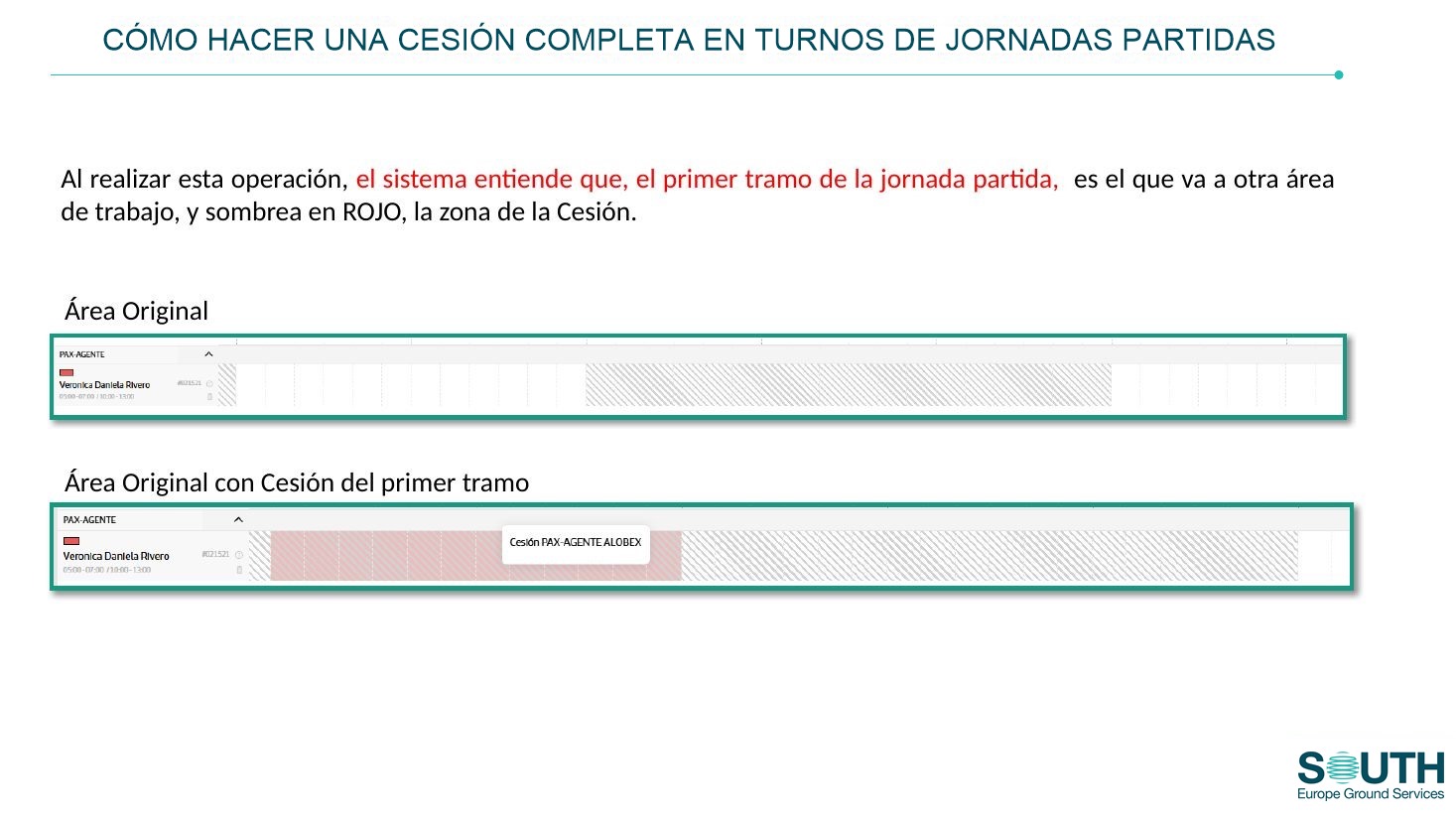 Cesión del primer tramo de una jornada partida