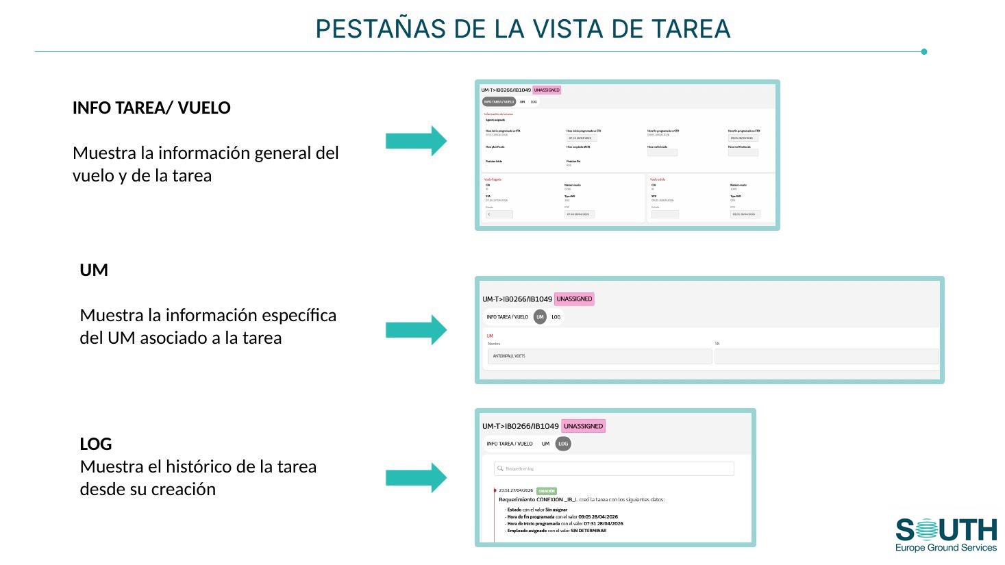 Pestañas de la vista secundaria
